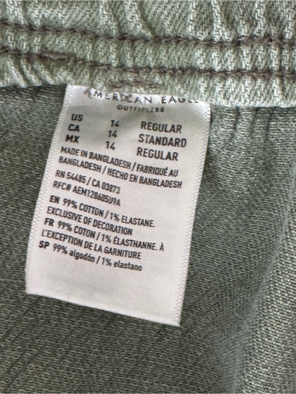 AE Stretch Tomgirl Utility Jogger Green Size 14 - Picture 2 of 6